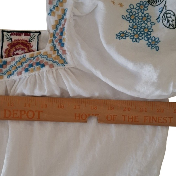 Johnny Was Martine Wander White Linen Top Boho Embroidered Women's size Large - Picture 9 of 12